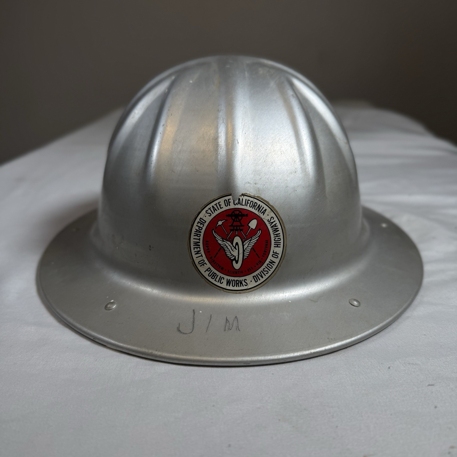 Vintage California Division of Highways Aluminum Hard Hat B.F. McDonald Helmet