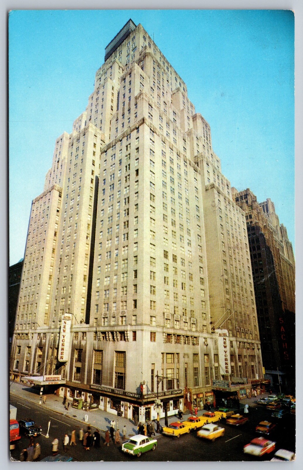 Postcard Hotel New York 34th Street at Eighth Ave cars pedestrians circa 1960 Postcard Hotel New York 34th Street at Eighth Ave cars pedestrians circa 1960