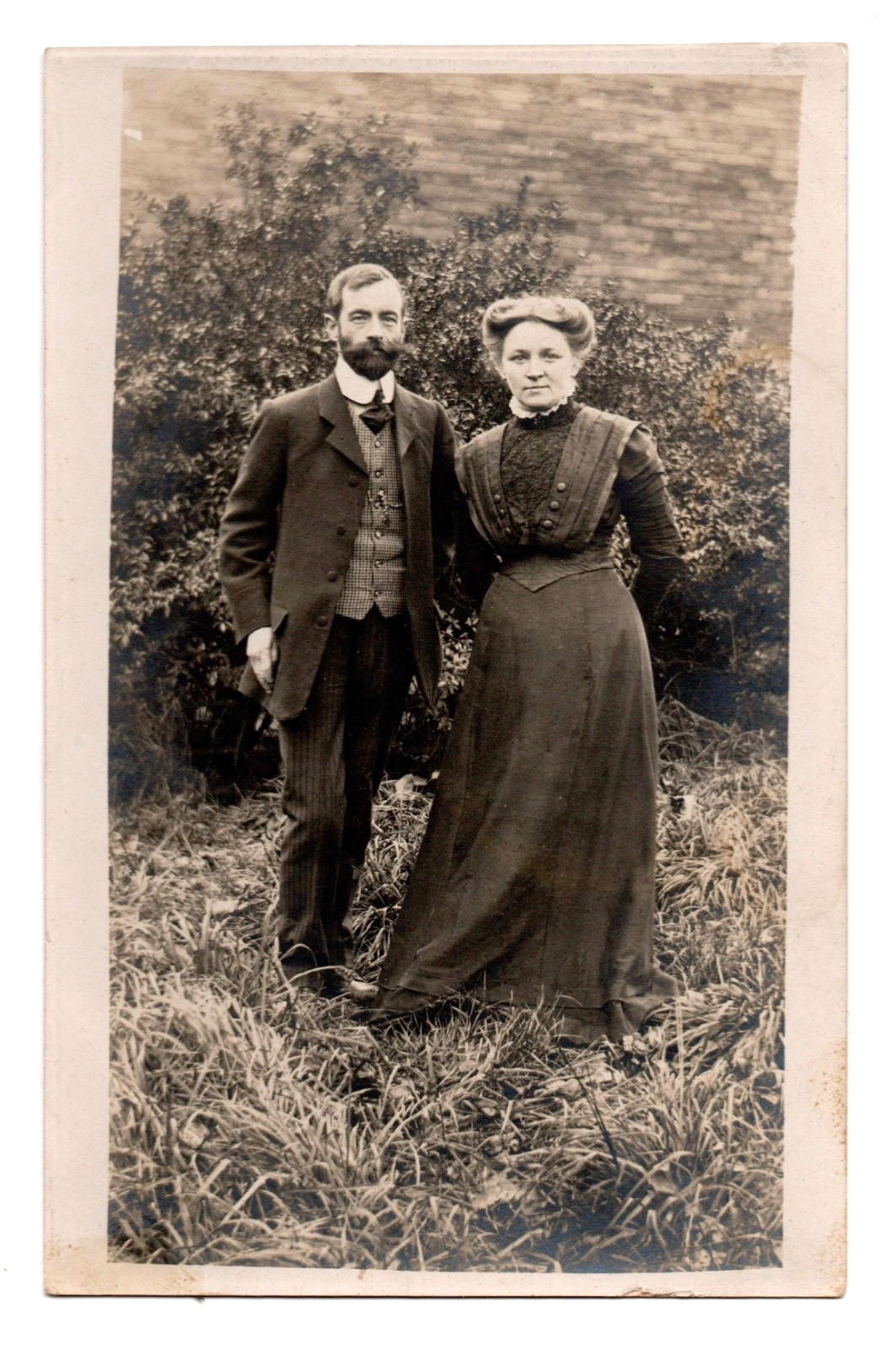 Edwardian Era Couple Man & Woman Suit Dress Real Photo Postcard RPPC Unposted Edwardian Era Couple Man & Woman Suit Dress Real Photo Postcard RPPC Unposted