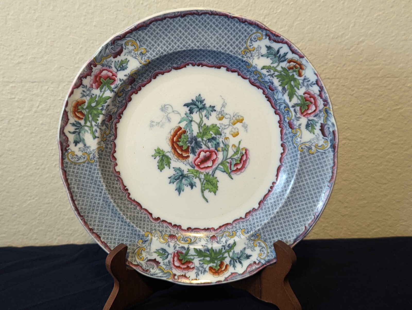 Antique Copeland Late Spode Plate Blue Floral Pattern ~ 10\
