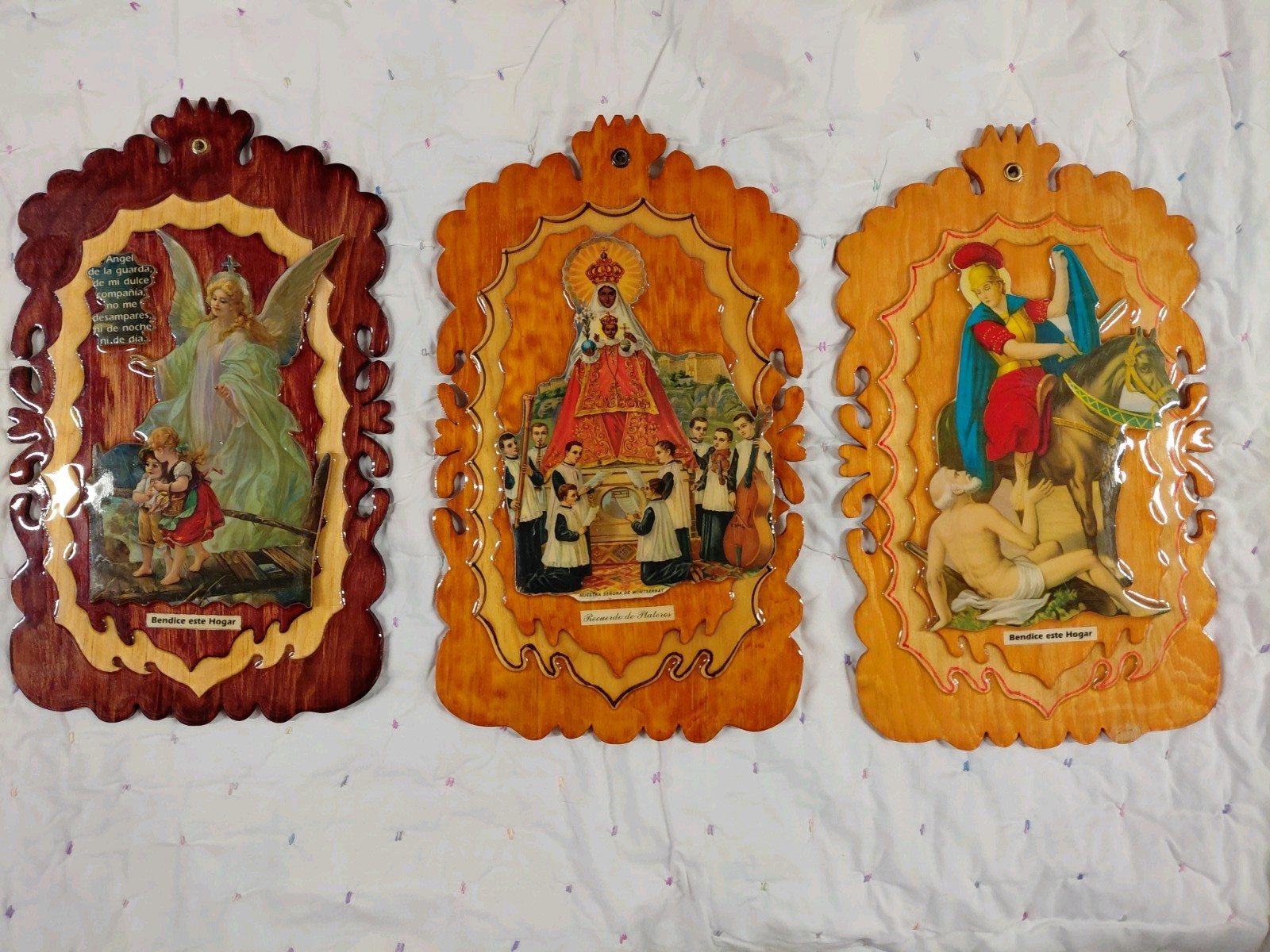 Vintage Hand-Carved Wooden Religious Wall Plaques Vintage Hand-Carved Wooden Religious Wall Plaques
