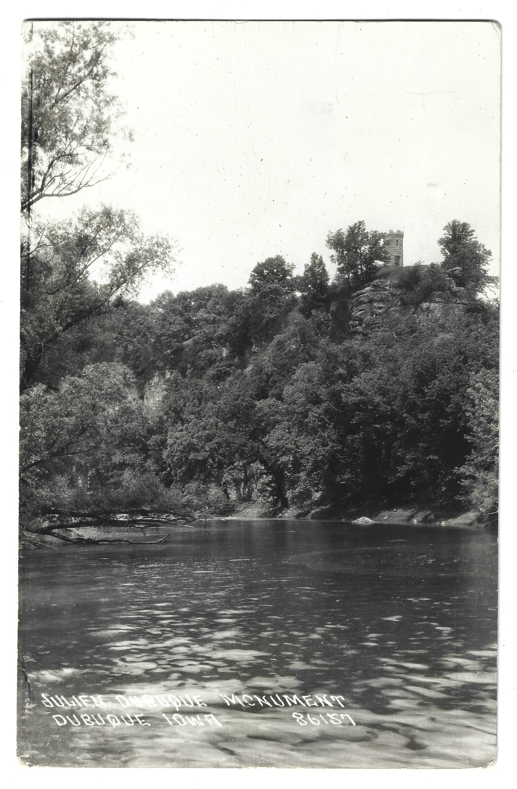 Vtg RPPC Scenic Julien Dubuque Iowa River & Dubuque Riverfront Monument Photo