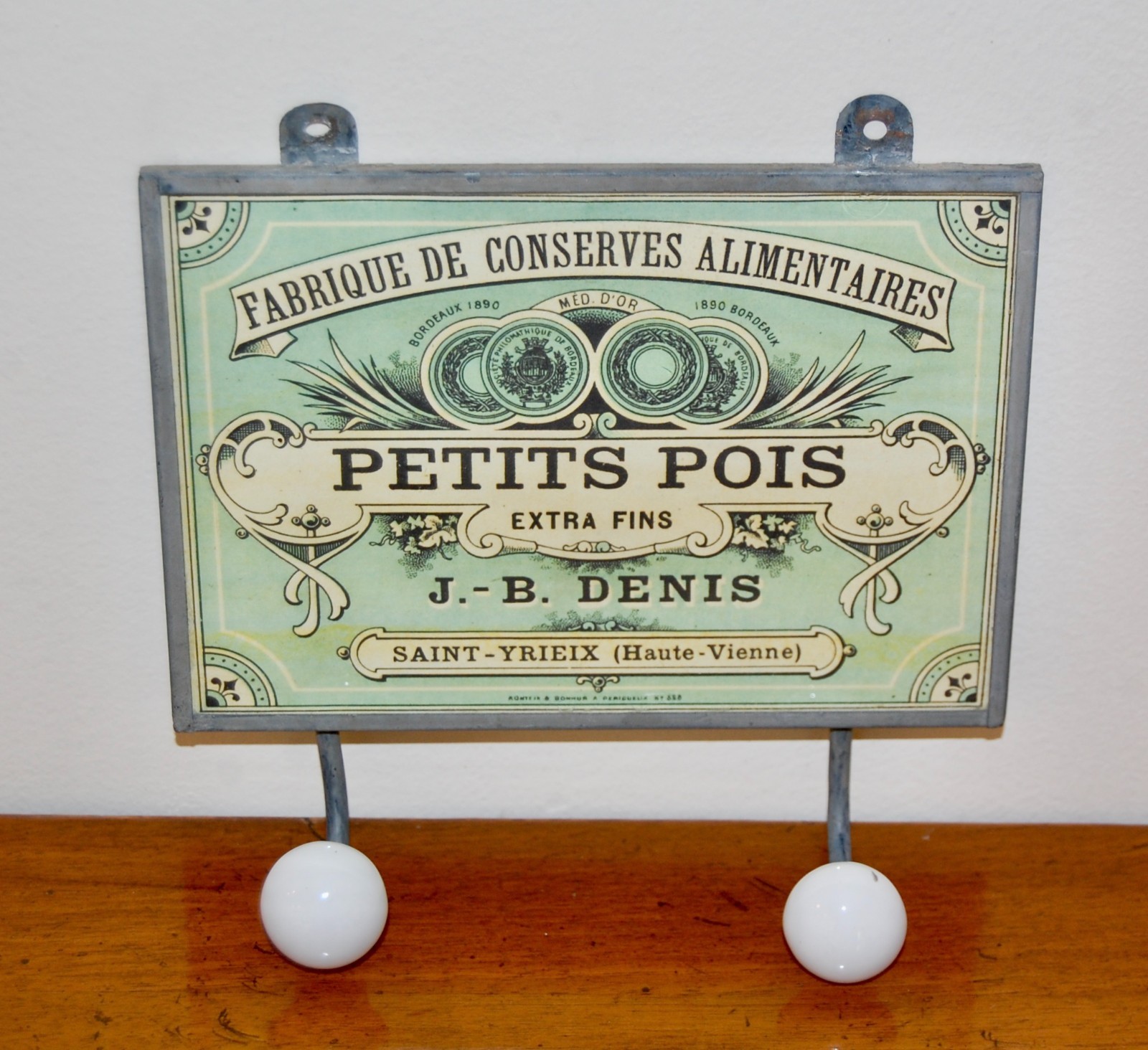 Antique VTG French 1890 Bordeaux Petits Pois Food Kitchen Advertisement Sign Ad