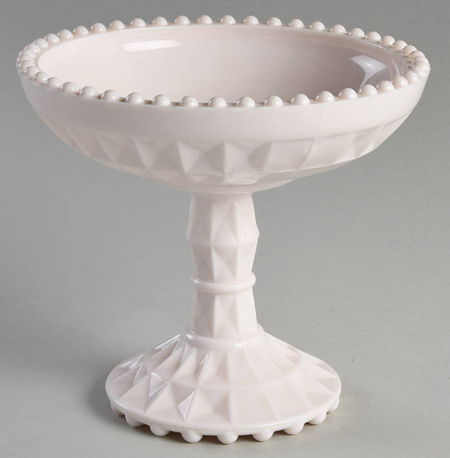 Jeannette Shell Pink Milk Glass Round Compote 12466912