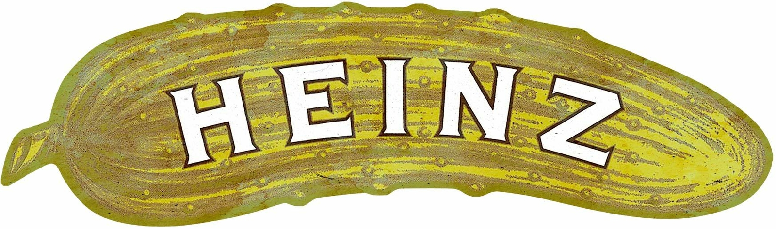 HEINZ PICKLE SHAPED HEAVY DUTY USA MADE METAL GENERAL STORE ADVERTISING SIGN HEINZ PICKLE SHAPED HEAVY DUTY USA MADE METAL GENERAL STORE ADVERTISING SIGN