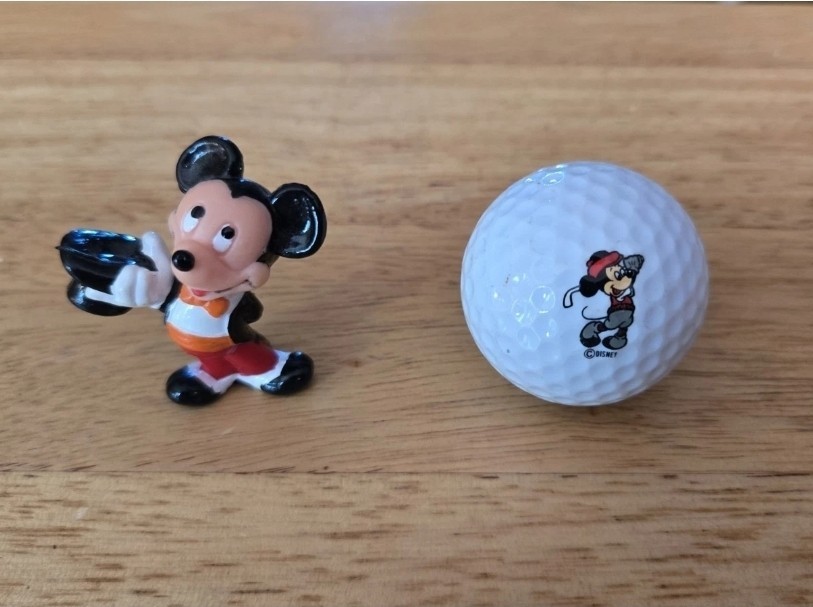 Vintage Walt Disney Mickey Mouse w/ Top Hat Cake Topper Figurine and Golf Ball
