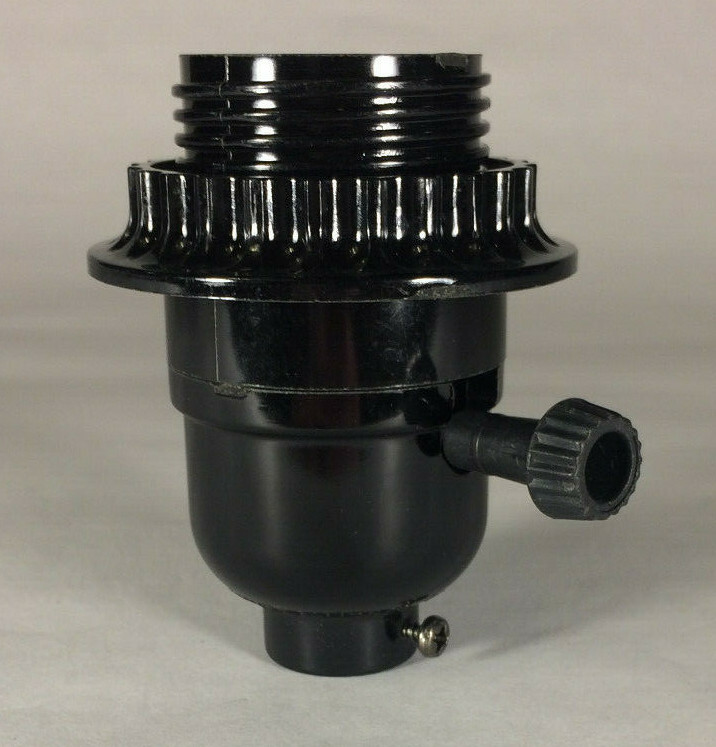 New Phenolic Bakelite On/Off Knob Lamp Socket With Threaded Shell and Ring 684