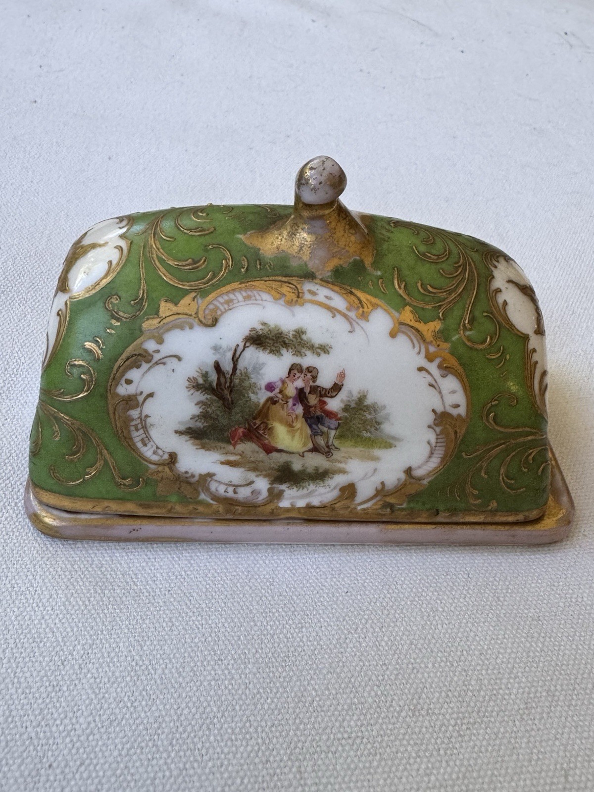 Antique Rich. Klemm Dresden Porcelain Inkwell Tray and Removable Lid Compartment