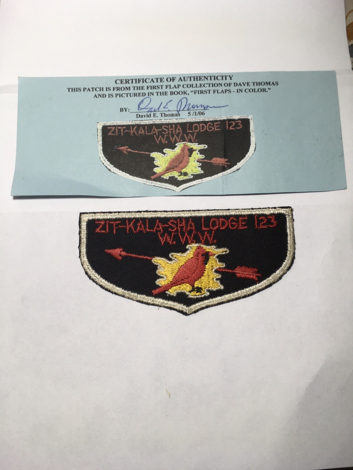 ZIT-KALA-SHA LODGE 123 F-1 FIST FLAP ROM DAVE THOMAS FF COLLECTION W/CERTIFICATE