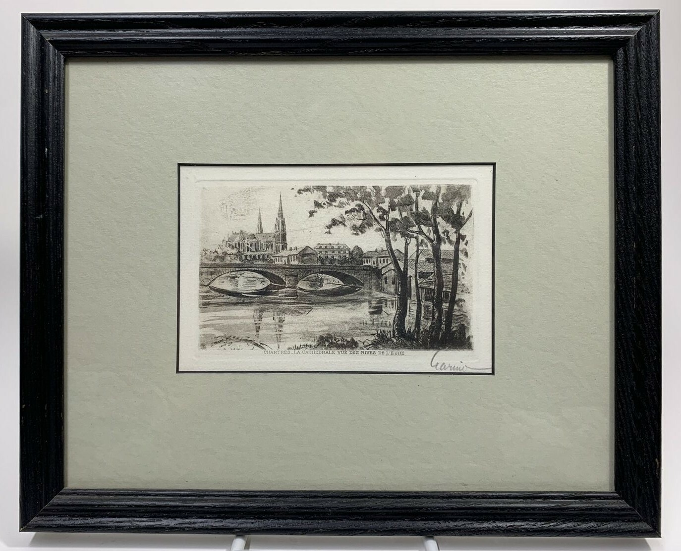 ANTIQUE Chartres La Cathedrale Vue Des Rives De L’eure Signed Etching 4.75\ ANTIQUE Chartres La Cathedrale Vue Des Rives De L’eure Signed Etching 4.75\