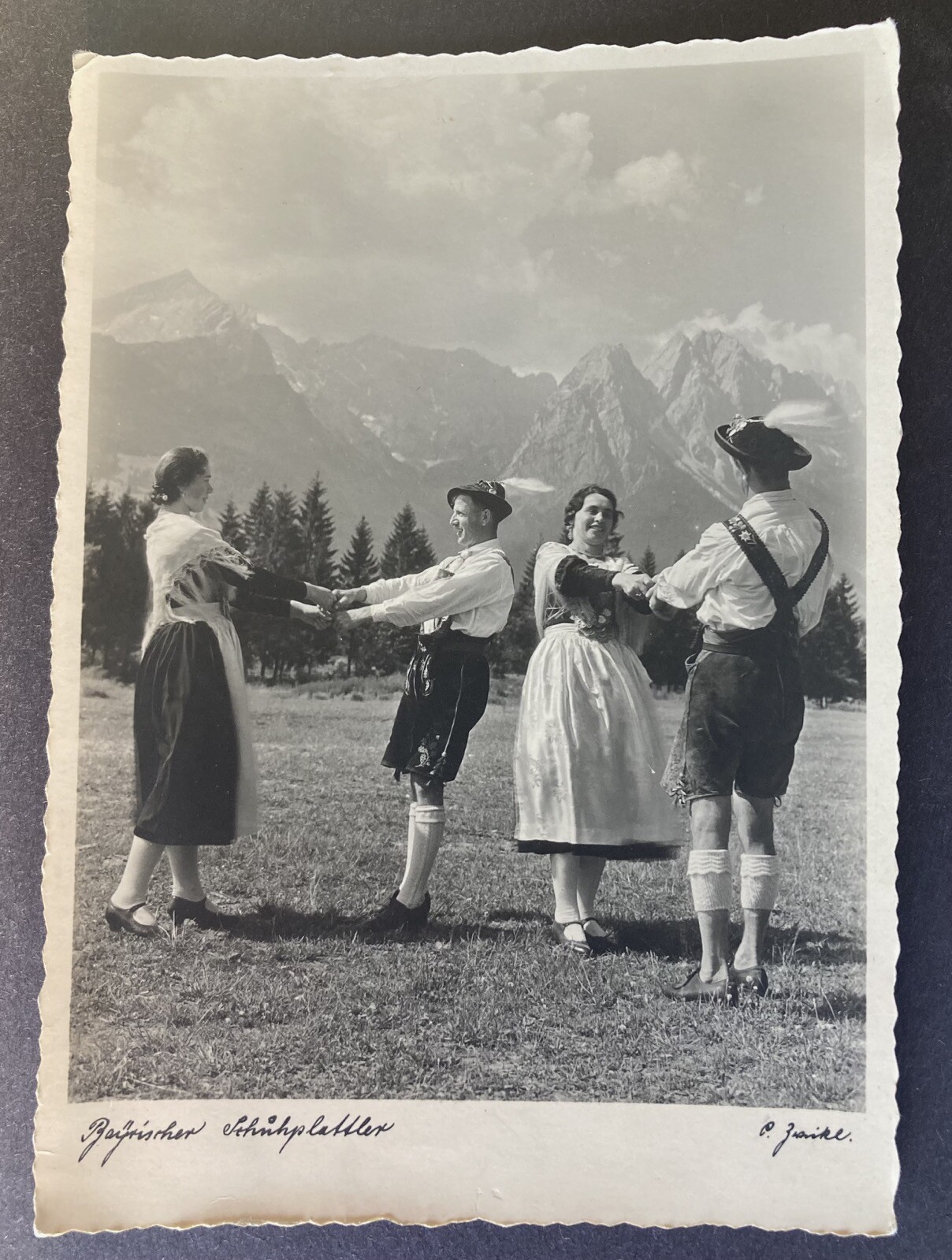 Vintage 1930’s RPPC Postcard Real photo Bavaria Costume Dance German Folklore
