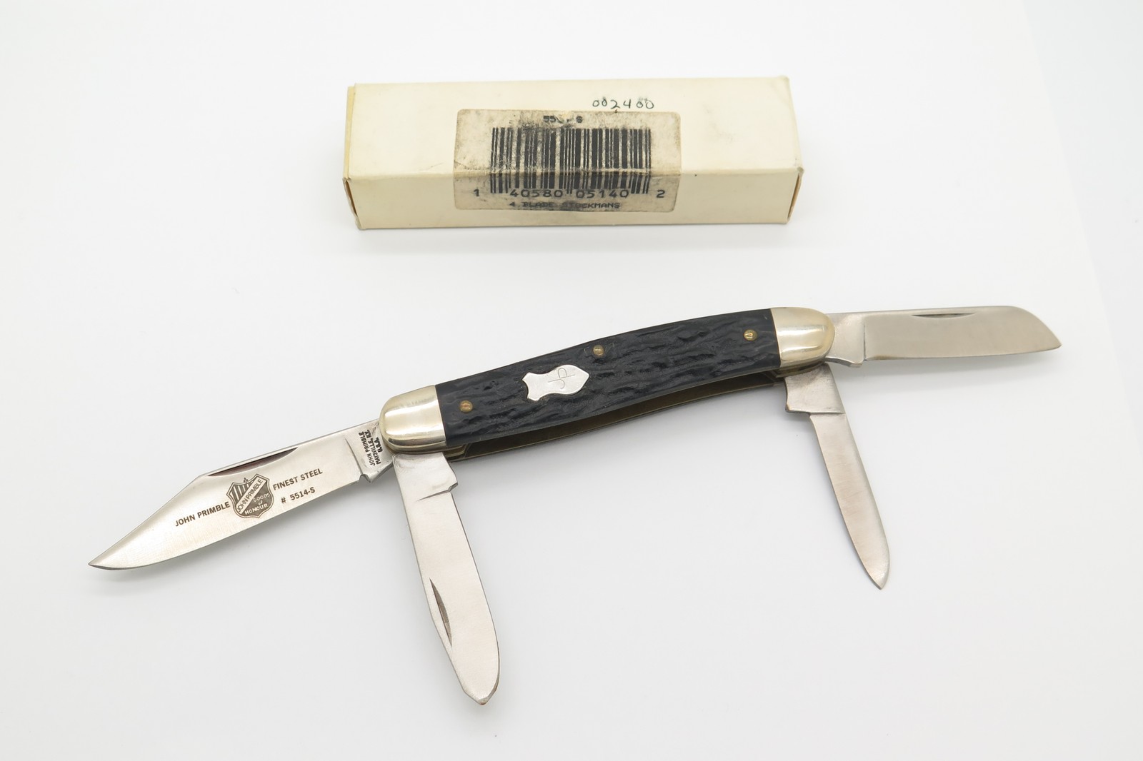 Vintage John Primble 5514 USA Black Delrin 4 Blade Stockman Folding Pocket Knife Vintage John Primble 5514 USA Black Delrin 4 Blade Stockman Folding Pocket Knife