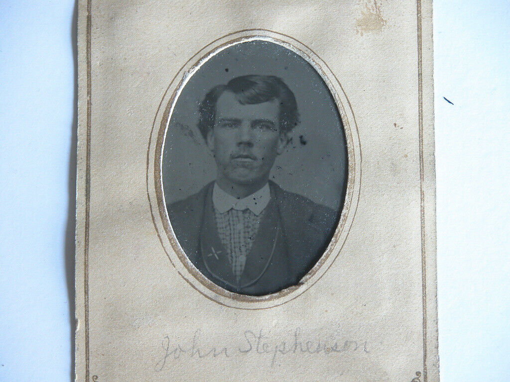 Antique 1890s Tintype Victorian Man John Stepheson