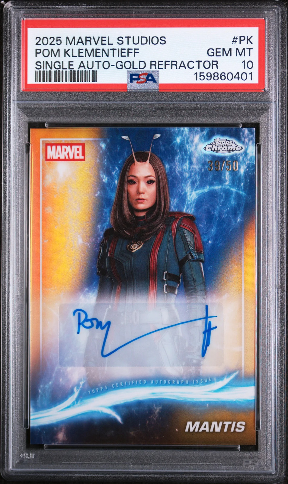 2025 Topps Marvel Chrome Pom Klementieff gold /50 PSA 10 -POP 2 2025 Topps Marvel Chrome Pom Klementieff gold /50 PSA 10 -POP 2