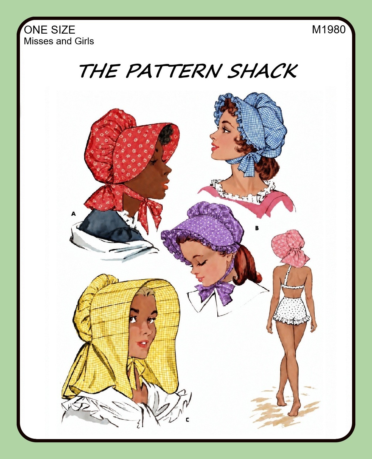 Centennial SUNBONNET Pattern Misses/Girls 3 Styles Pilgrim McCall's 1980 One Sz