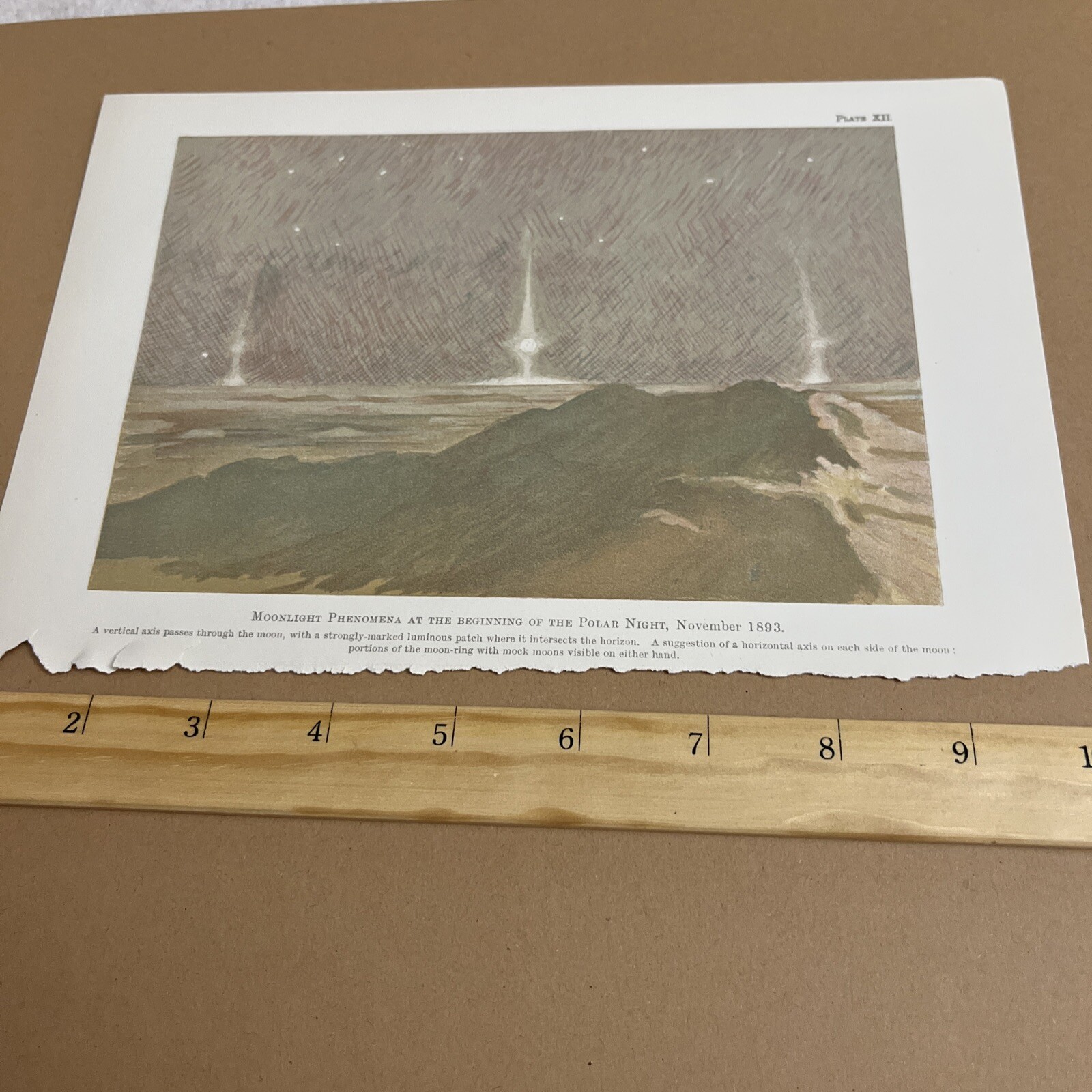 Antique 1898 Plate of a 1893 Moonlight Phenomena at Beginning of Polar Night Antique 1898 Plate of a 1893 Moonlight Phenomena at Beginning of Polar Night