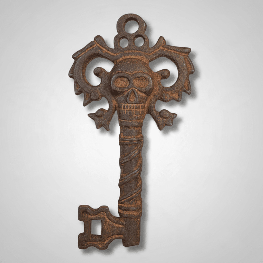 Pirate Skull Embossed Cast Iron Key