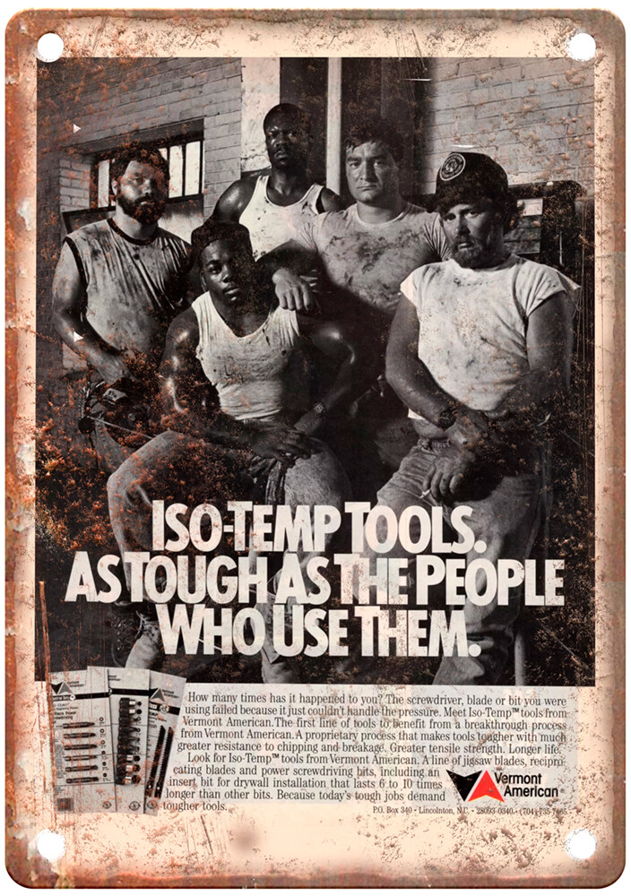 Vintage 1989 Vermont American Tools Ad Reproduction Metal Sign Z430