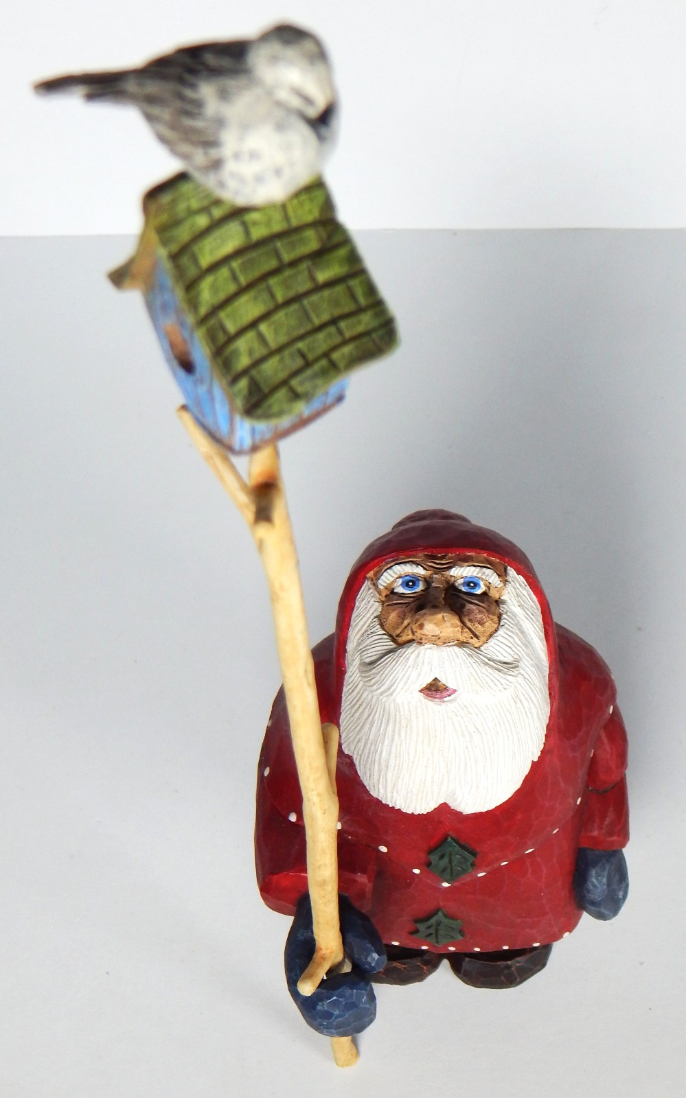 VTG ARTIST DAN GRUNST HADLEY FOLK ART CHRISTMAS VILLAGE SANTA FIGURINE BIRDHOUSE