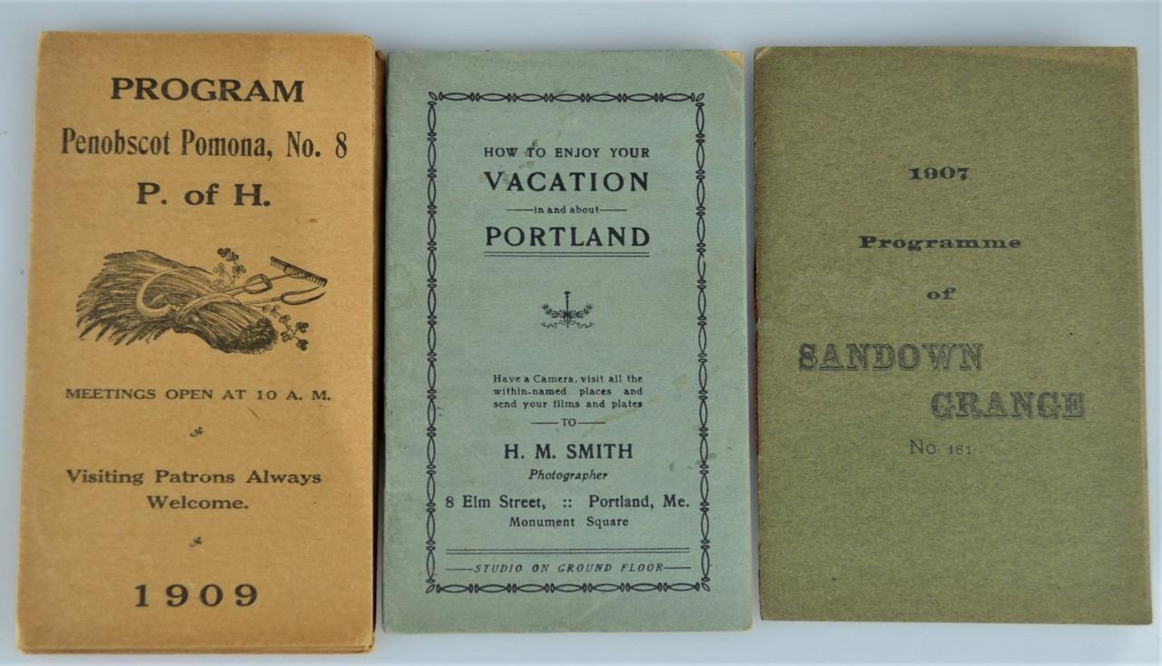ANTIQUE MAINE PROGRAMS GUIDES - PENOBSCOT 1909, SANDOWN 1907, PORTLAND c1906