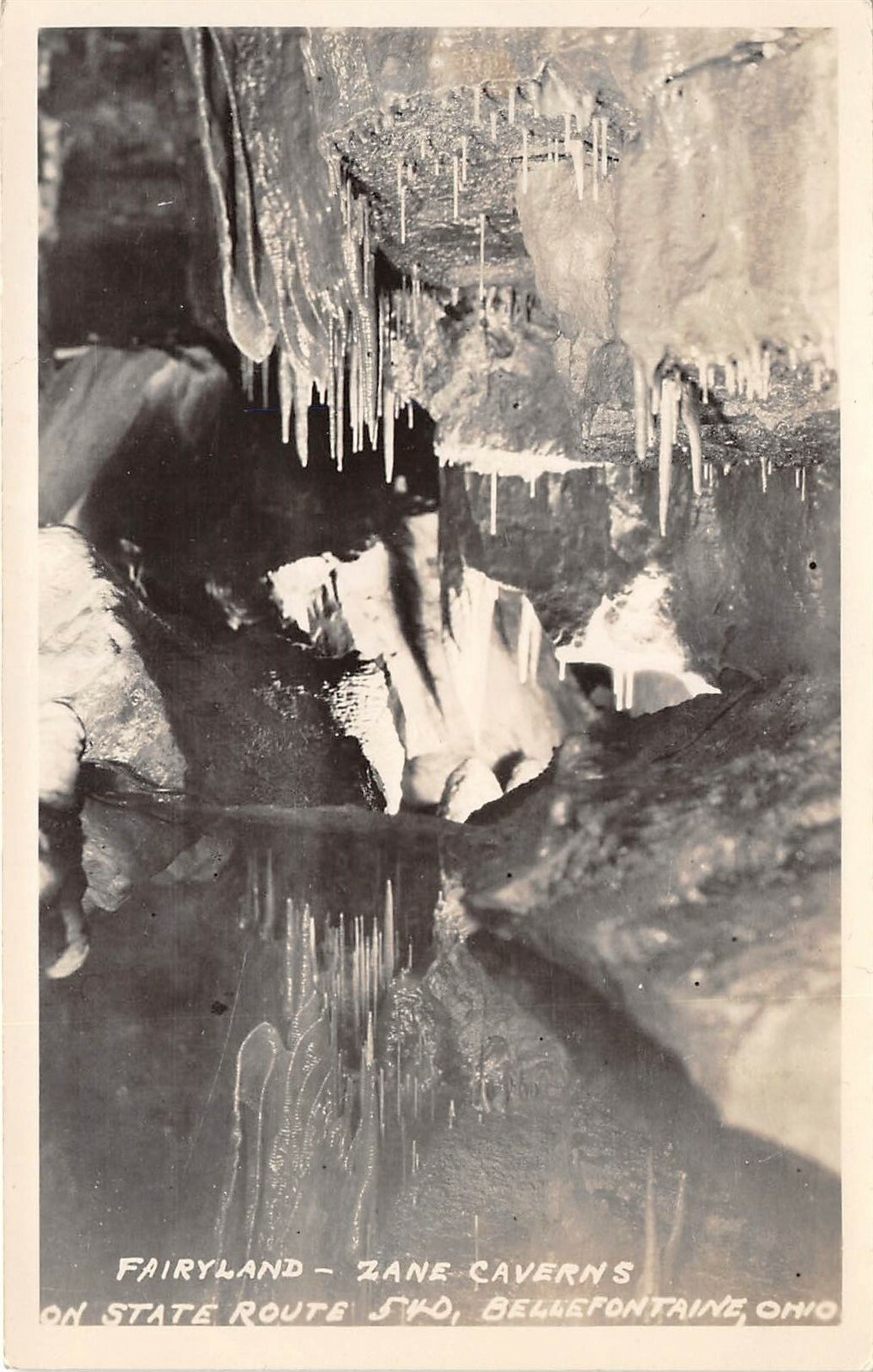 Bellefontaine Ohio 1930s RPPC Real Photo Postcard Fairyland Zane's Caverns 