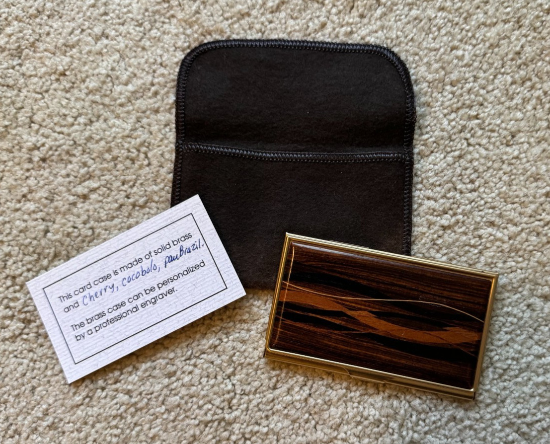 Artisan Davin & Kesler Unique Inlaid Wood And Brass Card Case, 