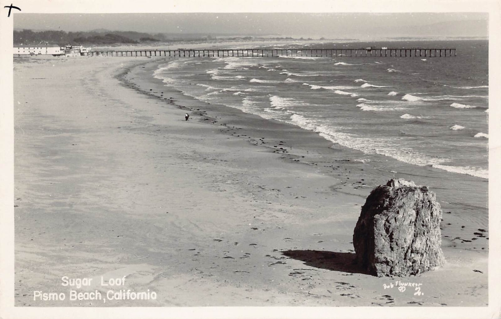 RPPC Pismo Beach CA Sugar Loaf Pier Downtown Boardwalk Photo Vtg Postcard C44