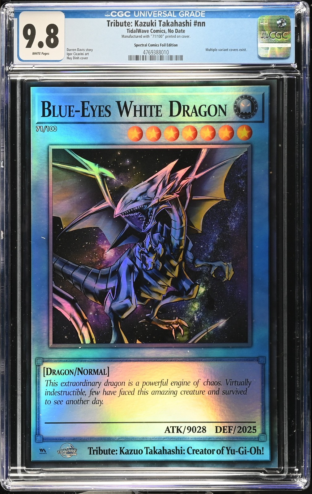 Tribute Kazuo Takahashi Creator Yu-Gi-Oh CGC 9.8 Huy Dinh Blue Foil Variant 71