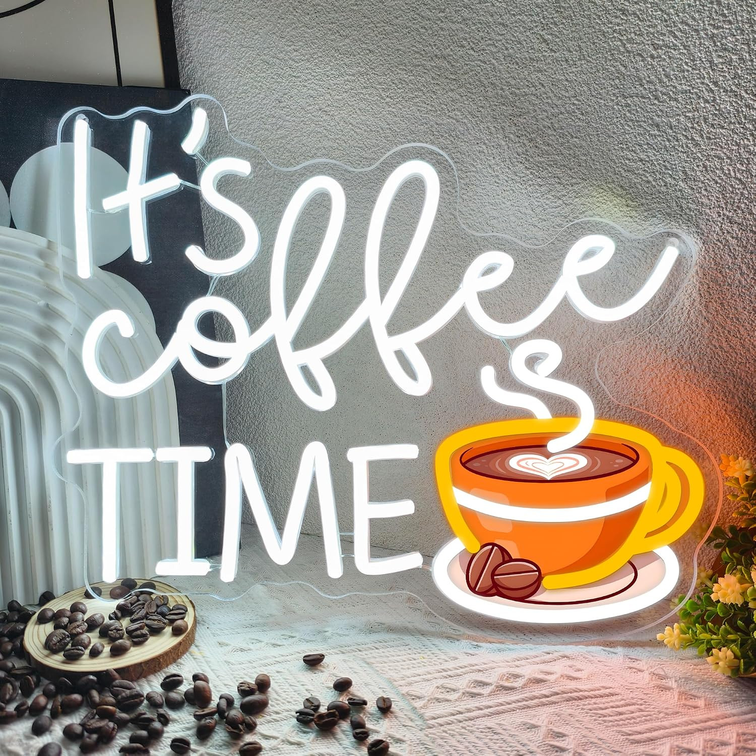 It\'S Coffee Time Neon Sign Dimmable USB Powered Printed Coffee Neon Light It\'S Coffee Time Neon Sign Dimmable USB Powered Printed Coffee Neon Light