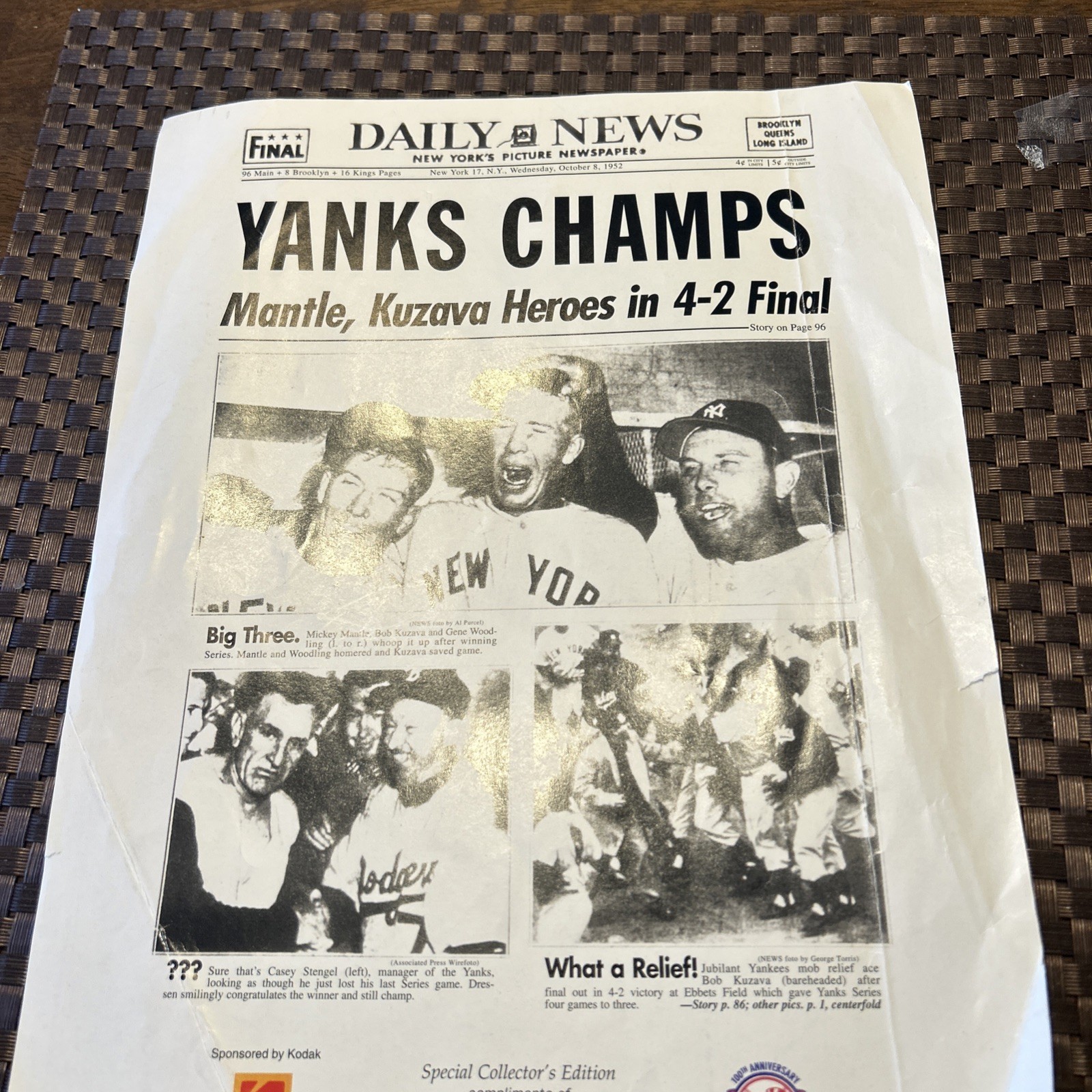 Daily News Yanks Champs 1952 Edition Daily News Yanks Champs 1952 Edition