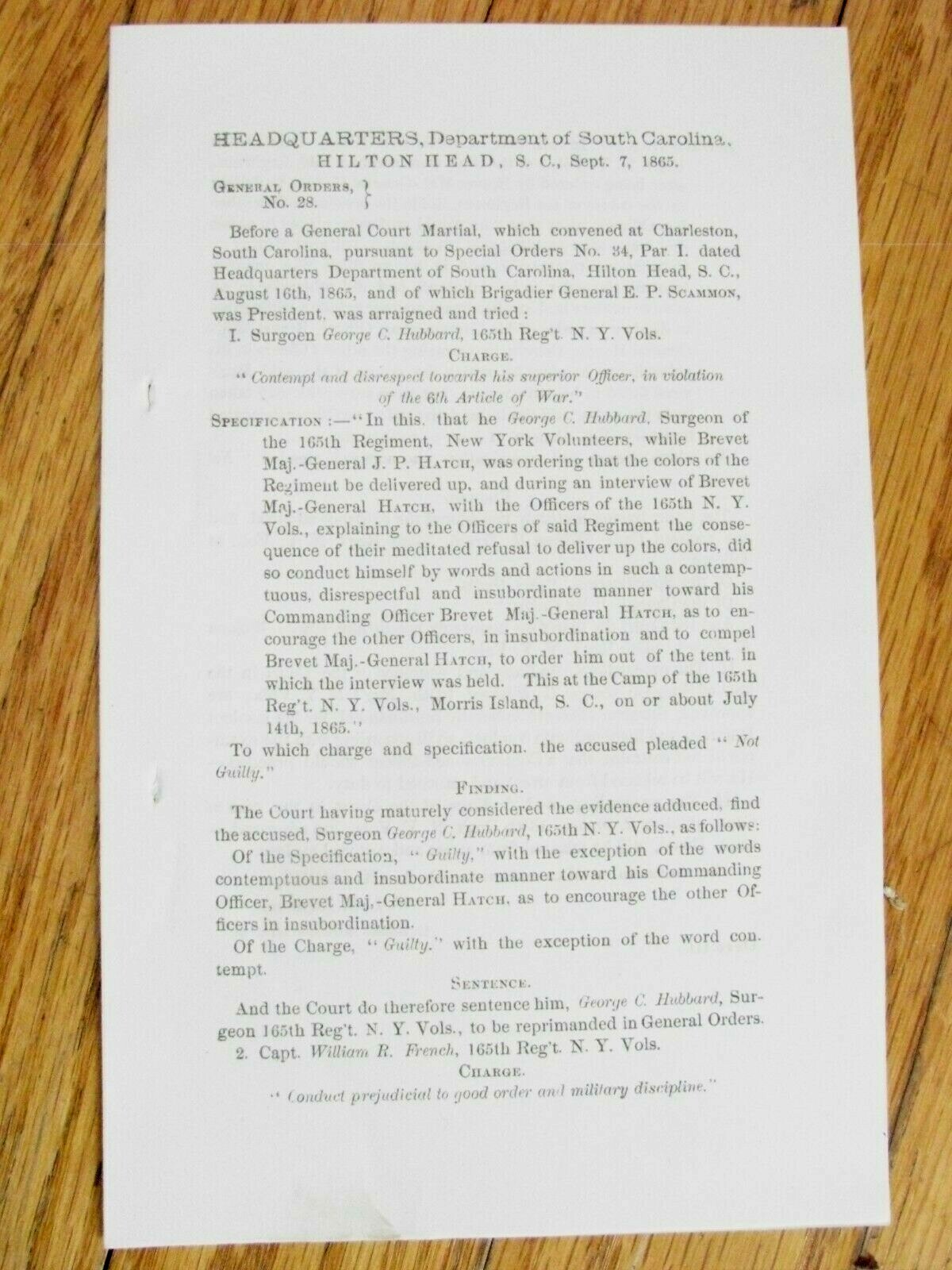 CIVIL WAR 165tth NEW YORK ZOUAVE MUTINY MORRIS ISLAND SC 1865 CIVIL WAR 165tth NEW YORK ZOUAVE MUTINY MORRIS ISLAND SC 1865