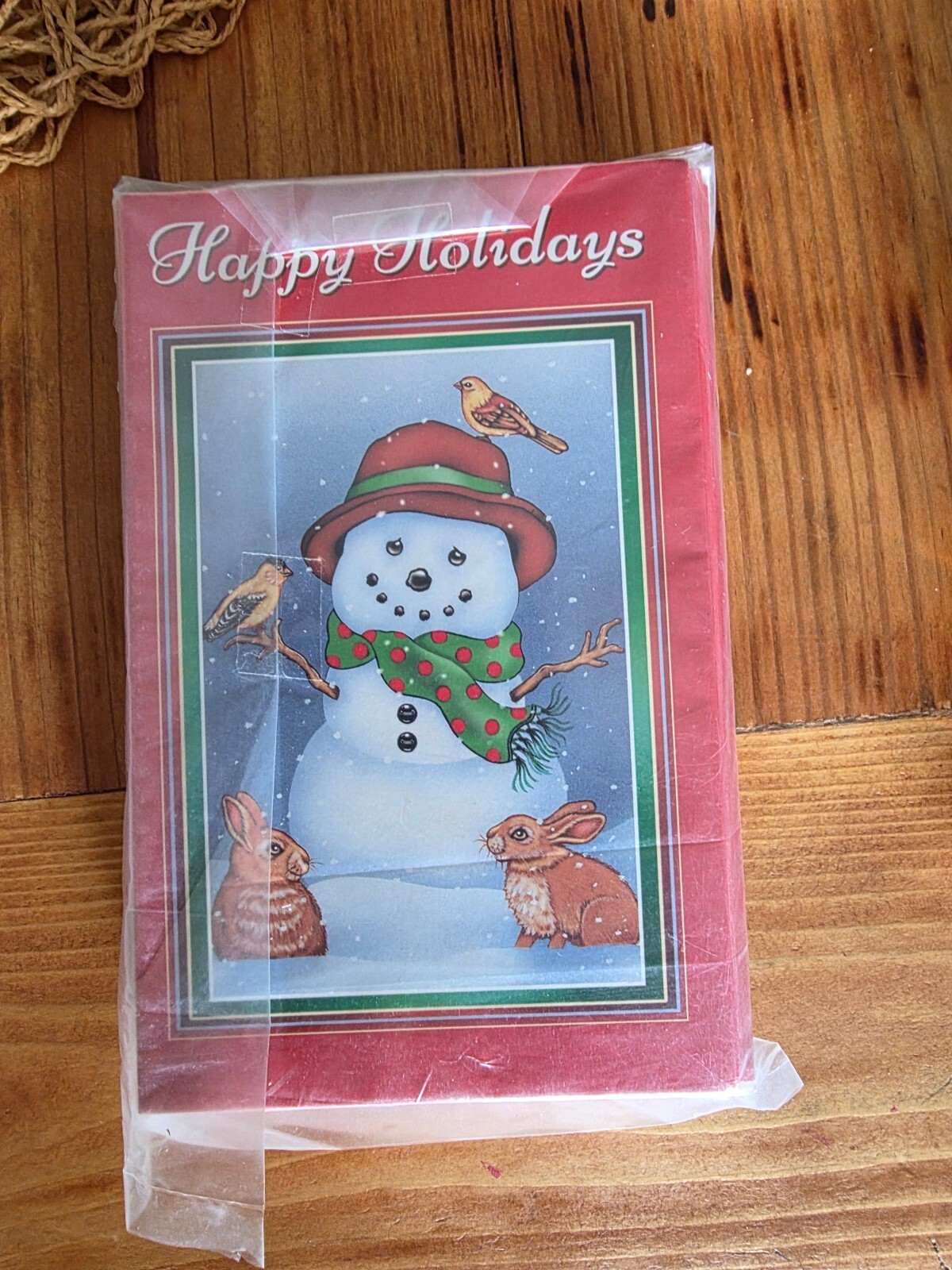 Holiday Greeting Cards Set with Snowman and Season\'s Greetings Designs