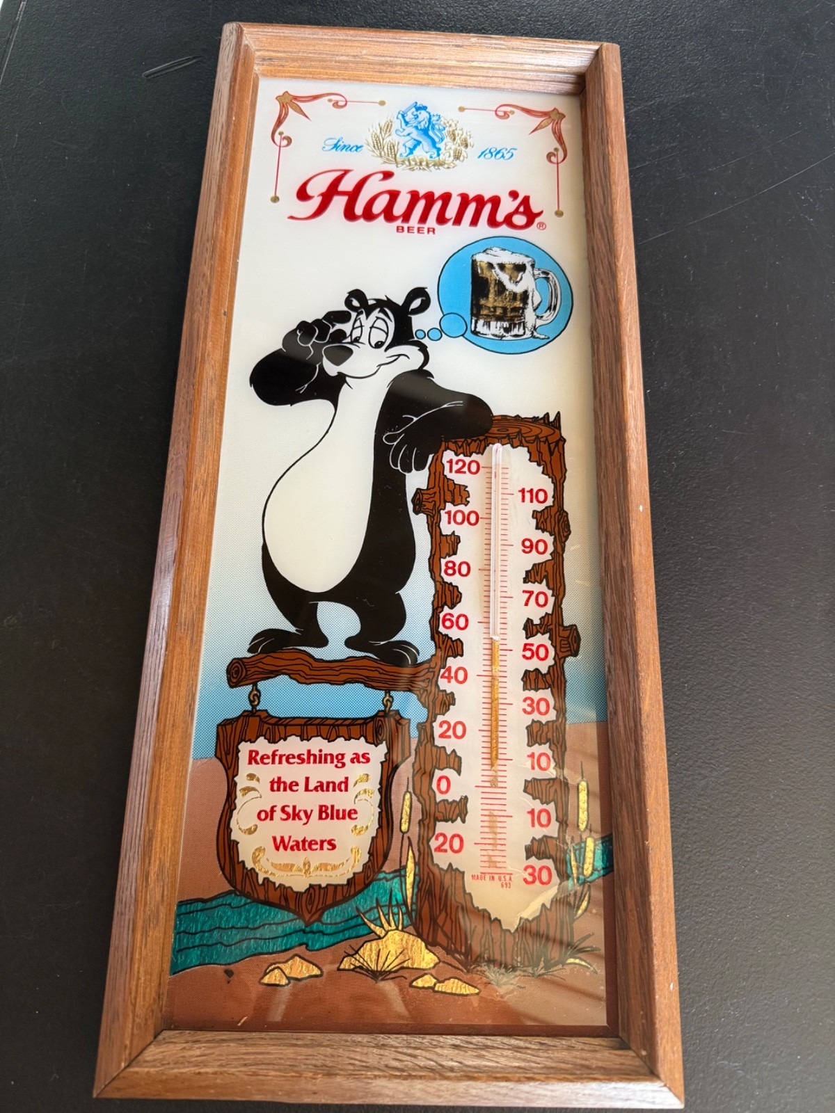 Rare hamm\'s beer thermometer sign