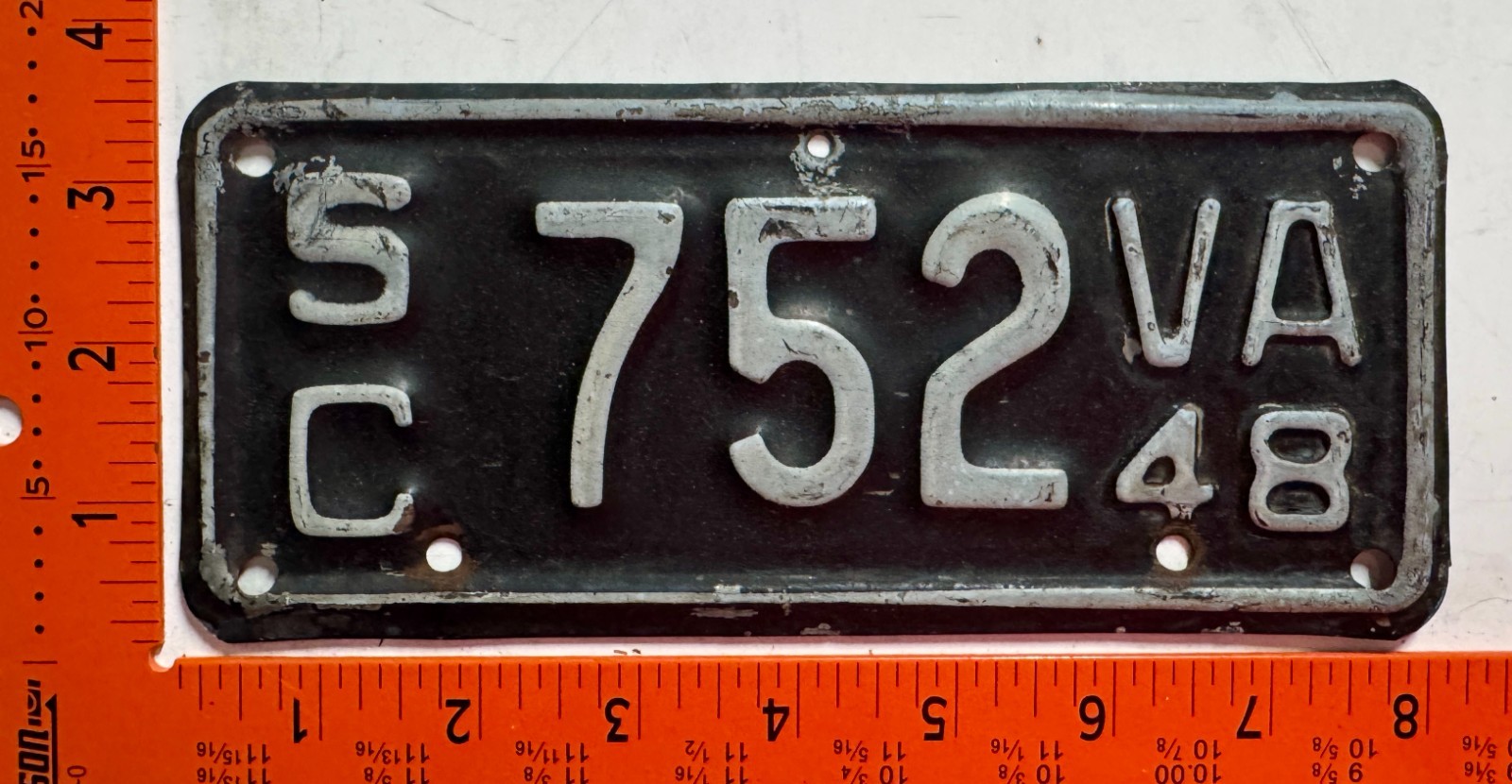 1948 Virginia Motorcycle Sidecar License Plate #752