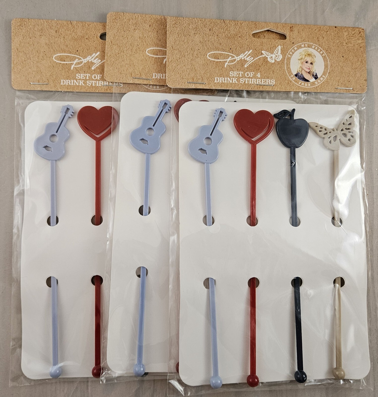 12 Swizzle Sticks Drink Stirrers Dolly Parton Guitar Heart Apple Butterfly New 12 Swizzle Sticks Drink Stirrers Dolly Parton Guitar Heart Apple Butterfly New