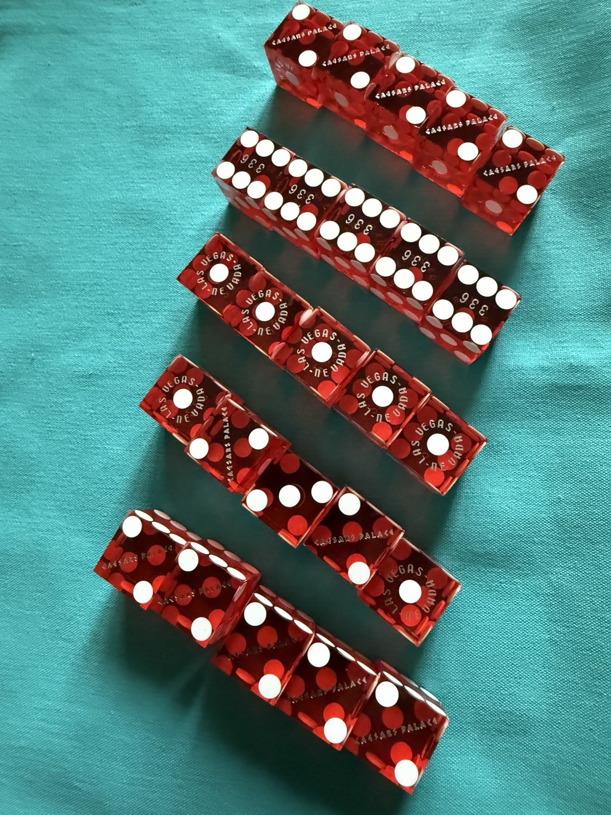 Caesars Palace Paulson Dice Lot 5 Sets Matching Numbers 25 Dice Caesars Palace Paulson Dice Lot 5 Sets Matching Numbers 25 Dice