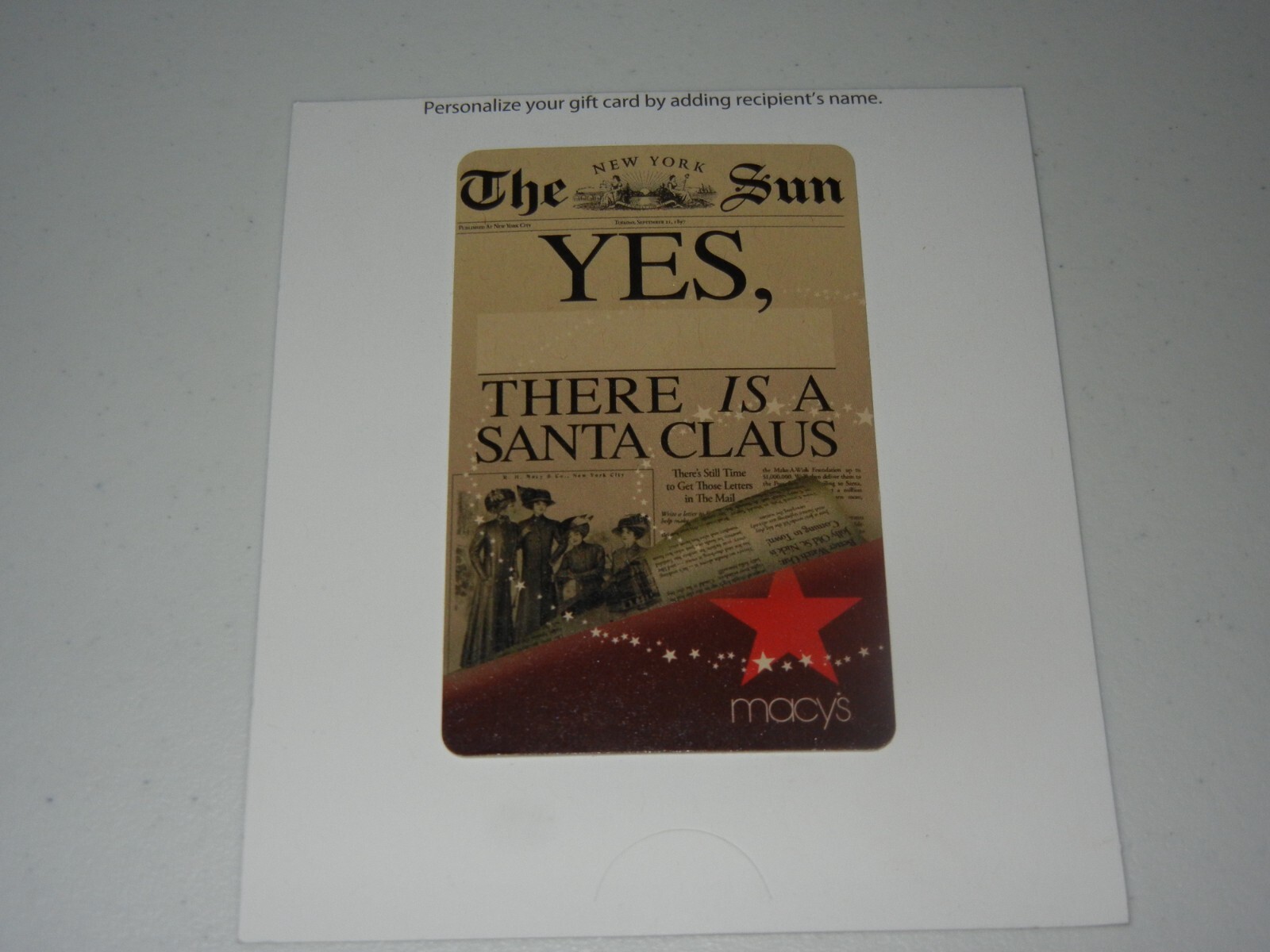 MACY\'S YES, ___THERE IS A SANTA CLAUS CHRISTMAS COLLECTIBLE GIFT CARD *NO VALUE* MACY\'S YES, ___THERE IS A SANTA CLAUS CHRISTMAS COLLECTIBLE GIFT CARD *NO VALUE*