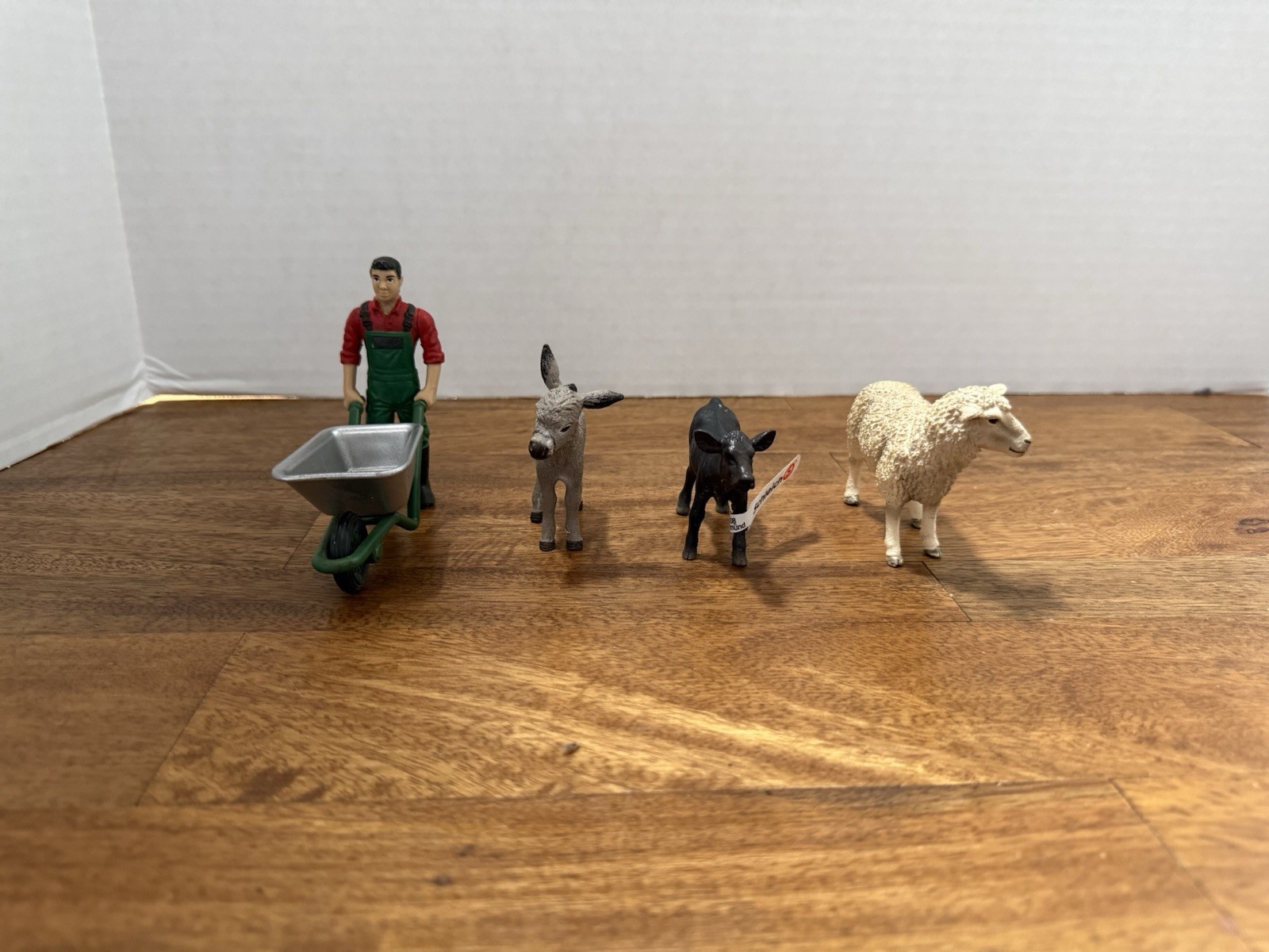 Schleich Farmer with Wheelbarrow, Donkey, Sheep & Calf Farm Animals - Lot of 5 Schleich Farmer with Wheelbarrow, Donkey, Sheep & Calf Farm Animals - Lot of 5
