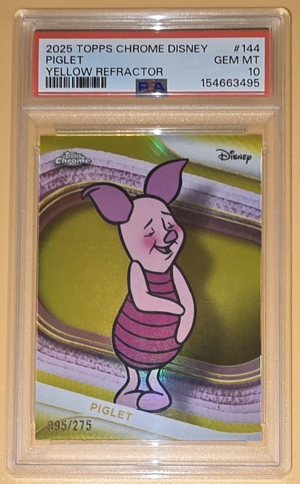 Piglet PSA 10 Low Pop 1 #d Parallel Yellow Refractor 2025 Topps Chrome Disney