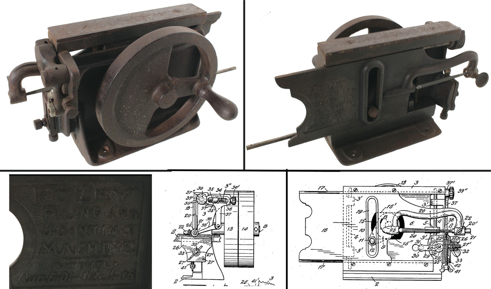 Orig. Foley Hand Crank Saw Filer, Pat. Aug. 5, 1901 - Excellent - mjdtoolparts Orig. Foley Hand Crank Saw Filer, Pat. Aug. 5, 1901 - Excellent - mjdtoolparts
