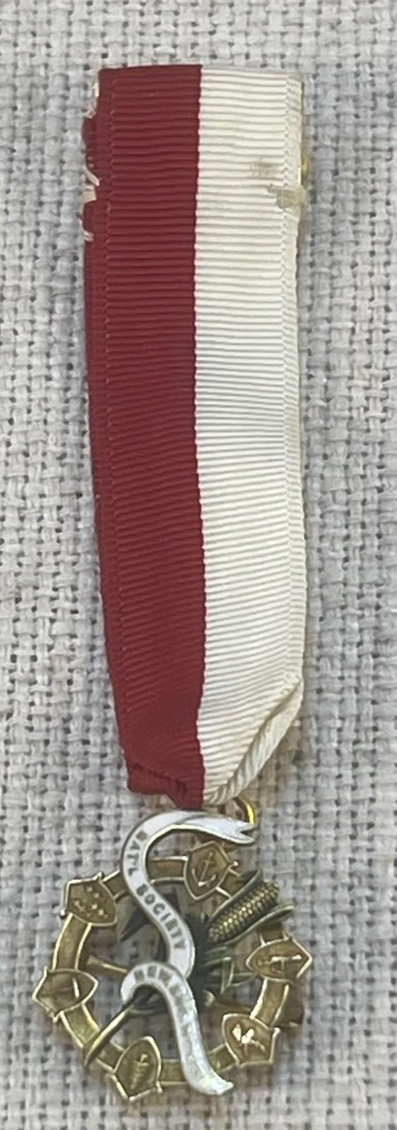 National Society New England Women Membership Medal Pin & Ribbon Gold Filled