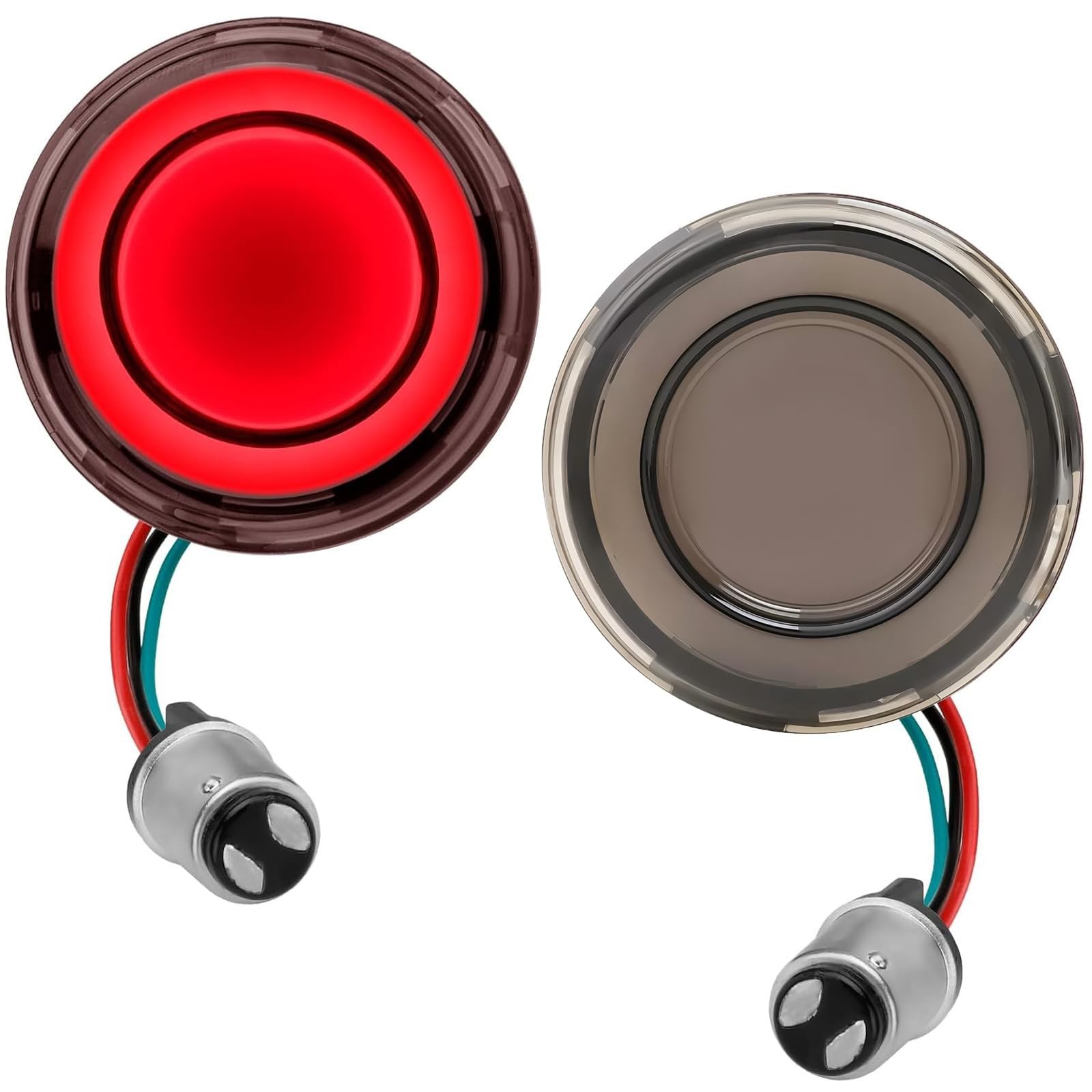 1157 Rear LED Turn Signals Red Light Red Ring Smoked Lens 2 Inch Bullet Compa... 1157 Rear LED Turn Signals Red Light Red Ring Smoked Lens 2 Inch Bullet Compa...