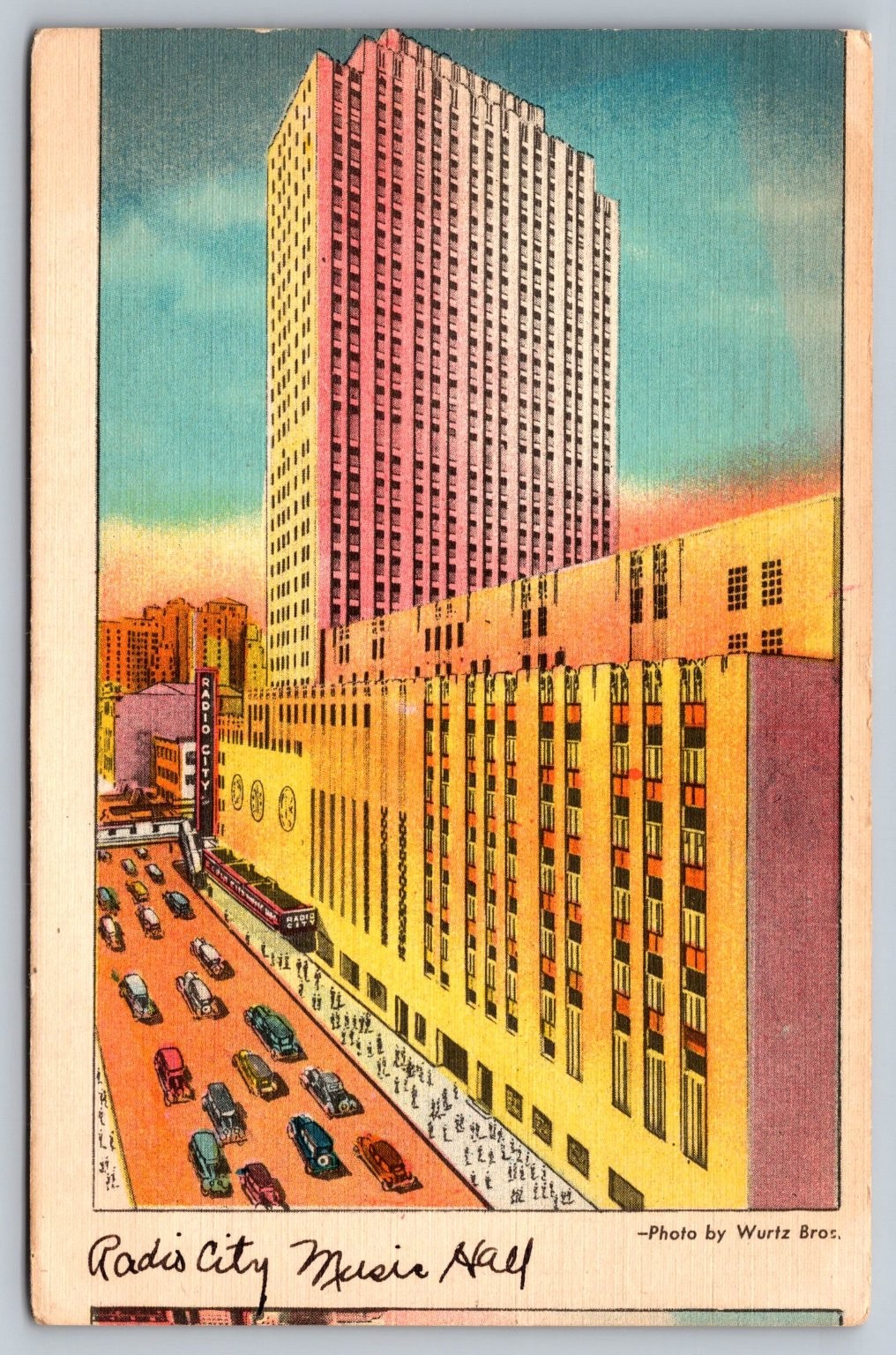 Vintage 1943 Radio City Music Hall NYC Linen Postcard Wurtz Bros Photo
