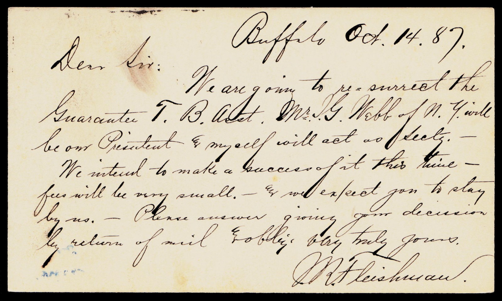 1887 Guarantee TB Assn Buffalo Elmira NY Victorian Litho Postal Card Jefferson 1887 Guarantee TB Assn Buffalo Elmira NY Victorian Litho Postal Card Jefferson