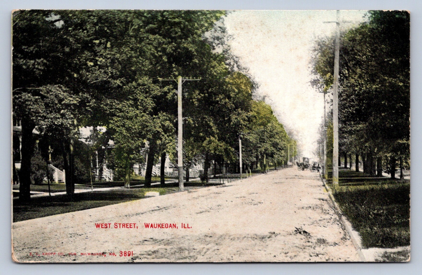 K7/ Waukegan Illinois Postcard c1910 West Street Homes Residences 637