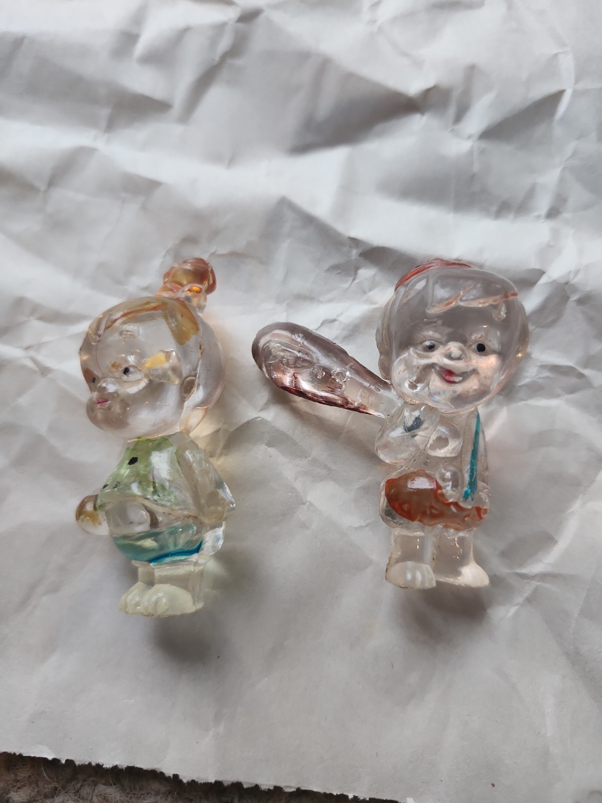 Vtg Imperial Hanna Barbera Pebbles and Bam Ba  Flintstone Acrylic  Figurine 1976