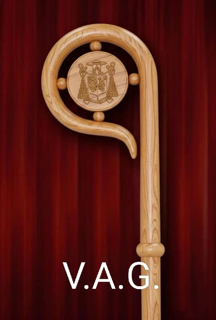 Wood CROZIER Polish Staff Crosier Bishop Quality Craftsmanship, 72