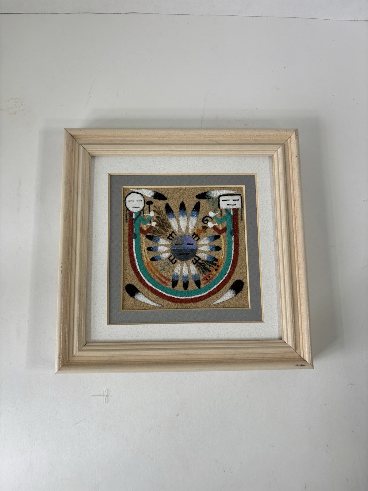 VTG Navajo Sand Art “Sun Shield” Signed Framed VTG Navajo Sand Art “Sun Shield” Signed Framed