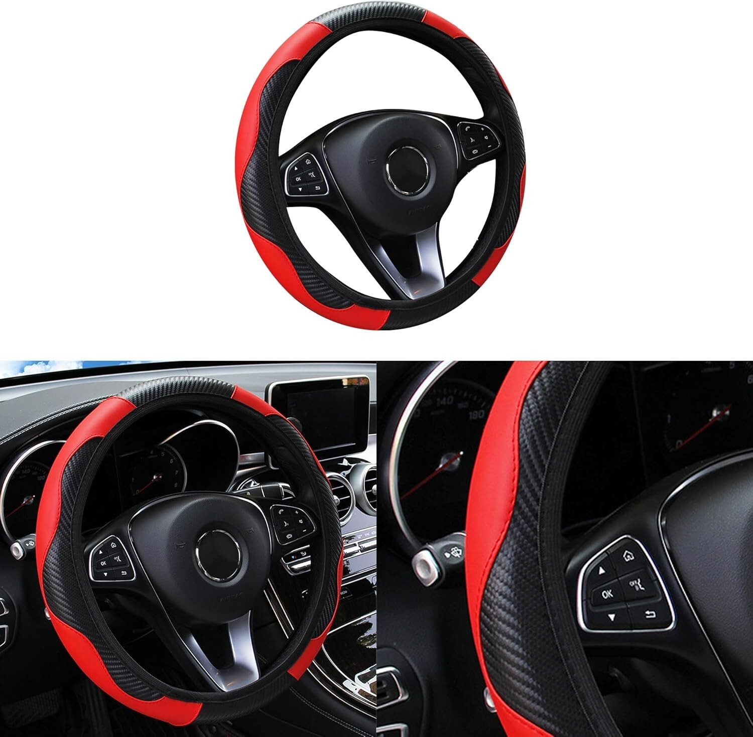Funda de cuero para volante Protector de rueda de coche de ajuste Universal Funda de cuero para volante Protector de rueda de coche de ajuste Universal