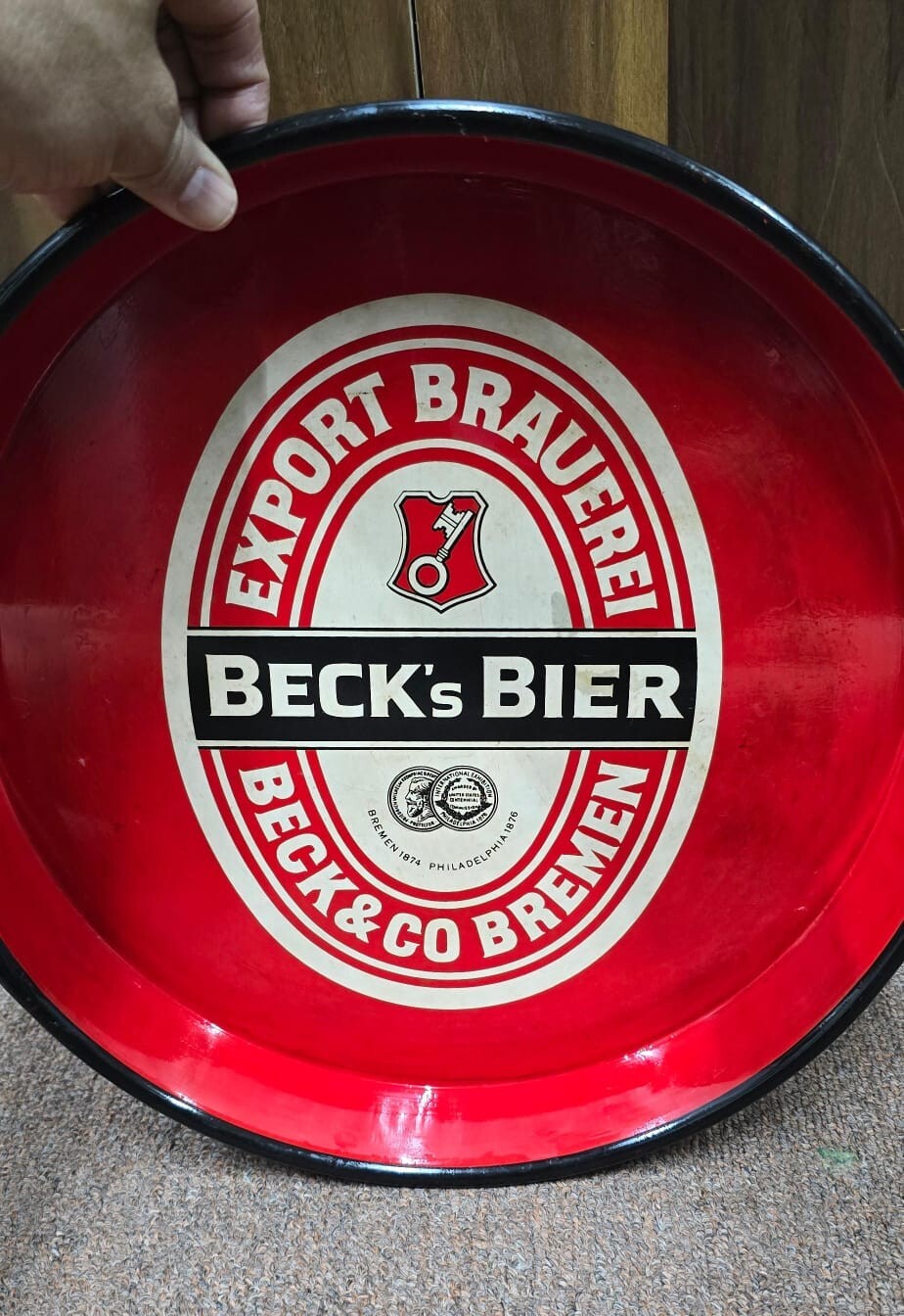 Vintage Rare Beck's Bier Beer Advertising Tin Serving Tray Collectible Original